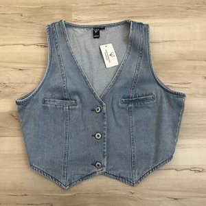 Windsor Light Denim Crop Vest Size Medium Cowgirl Western Y2K - Picture 1 of 6