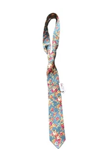 Barry Beaux Floral Cotton Necktie Wedding Grooms Tie Slate Blue Roses Print NWT - Picture 1 of 2