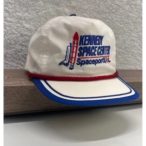 Kennedy Space Center Spaceport USA Hat Rope Brim Snapback White Blue Red Retro - Picture 1 of 8