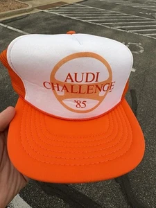 Audi 1985 Adjustable Trucker Hat Orange Snapback Automotive Rope Trucker Cap - Picture 1 of 5