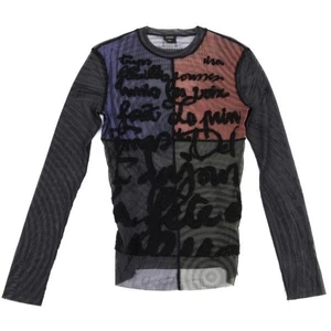 Jean Paul GAULTIER HOMME Knit Lettering Switching Mesh Top Size 48(K-159767) - Picture 1 of 12