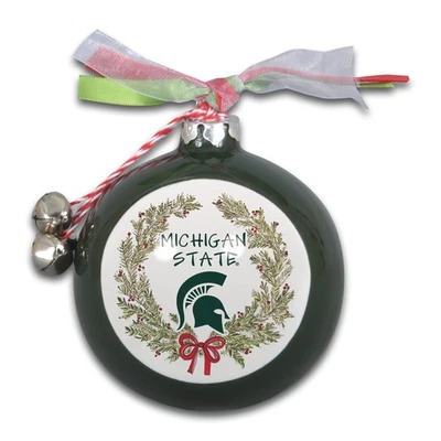 Michigan State Spartans Wreath Kickoff Painted Ornament - Image 1 of 2