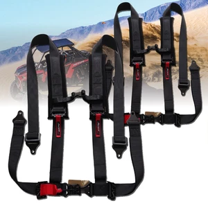 (Pair) Black 4 Point Harness RZR YXZ UTV Canam with Latch & Link Buckle--SxS - Picture 1 of 7