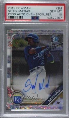 2019 Bowman Chrome Prospect Speckle Refractor Seuly Matias PSA 10 GEM MT Auto - Image 1 of 2