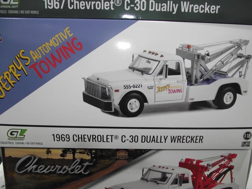 Greenlight 1/18 Fall Guy 1969 Chevrolet C30 doble grúa Jerry's remolque nuevo en caja Foto 1 de 1