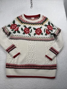 Mossimo Damen Rose Fischer Strick Pullover Landhaus Kern Romantisch Fair Isle Med - Bild 1 von 20