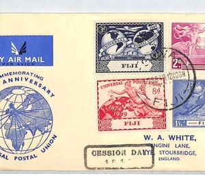 FIJI FDC 1949 UPU Set Suva CESSION DAY Cachet ILLUSTRATED First Day Cover XC362 - Picture 1 of 10