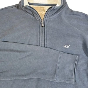 Felpa Vineyard Vines uomo M blu medio quarto zip maglia manica lunga - Foto 1 di 7