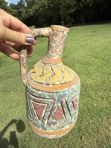 BITOSSI LONDI Multicolored Lava Pottery Pitcher Vessel Made In Italy 9 1/4” Tall - Picture 1 of 8