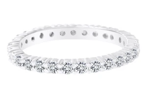 Dainty Band Natural Diamond Eternity Womens Wedding Bands 1.00CT 14k Gold - Picture 1 of 4