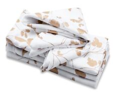 Cloth Napkins Set of 8 White Cotton Dinner Napkins With Copper Leaf Printed