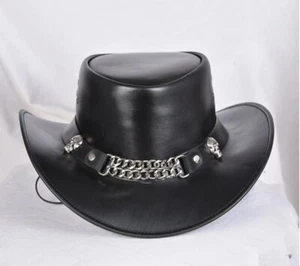 Cowboyhut - Metall Kettenband - schwarze Farbe - handgefertigt aus 100 % Rindsleder - Bild 1 von 3