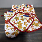 Set of 5 Fall Leaves Autumn  2 Towels 1 Oven Mitt 2 Hot Pads