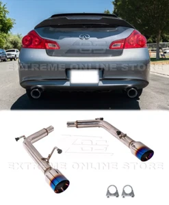 Axle Back Exhaust Muffler Delete Burnt Dual Tips For 07-14 Infiniti G35 G37 4Dr - Picture 1 of 20