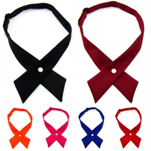 Women Girl Solid Wedding Party Bead Bow Tie Wedding Party Bowtie Necktie - Picture 1 of 8