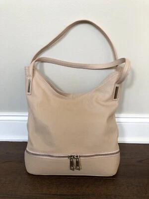 Vera Pelle Luisa Peachy Pink Genuine Italian Soft Leather Large Shoulder Bag - Image 1 of 4