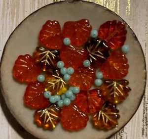 czech glass maple leaf beads and petite faceted accent beads  - Picture 1 of 3