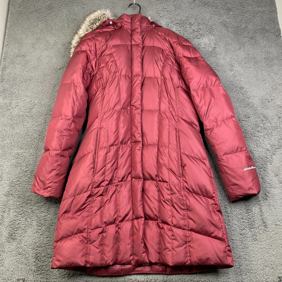 Eddie Bauer Womens Faux Fur Lodge Down Parka Coat Jacket Size TL - Image 1 of 4