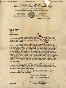1927 William Grier MILFORD DELEWARE L. D. CAULK COMPANY TESTA DI LETTERA dentale sorriso - Foto 1 di 1