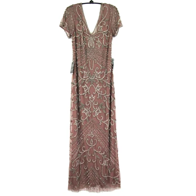 Vestido Columna Malla Cuentas Pisarro Nights en Malva en Nordstrom, Talla 10 Foto 1 de 4