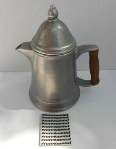 Zinn Kaffeekanne Servierer Neu Holz Eiche Griff Kolonial Carson States Metall Neu - Bild 1 von 3