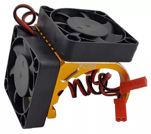 NHX RC 1/8 Side Mount Alum Heatsink with Twin 40mm Cooling Fans -Gold - Picture 1 of 4