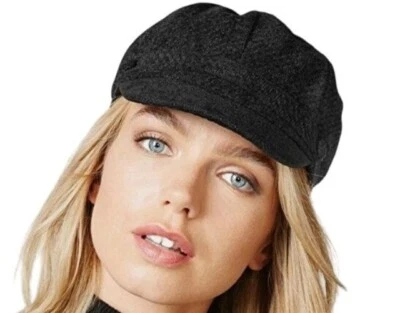 Gorra de noticiero Charter Club negra de chenilla para mujer (404) Foto 1 de 4