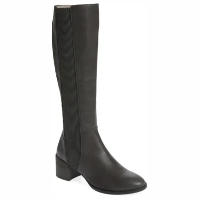 EILEEN FISHER DESTRY KNEE HIGH LEATHER BOOTS IN GRAPHITE NWOT WOMEN'S SIZE 11 - Image 1 of 4