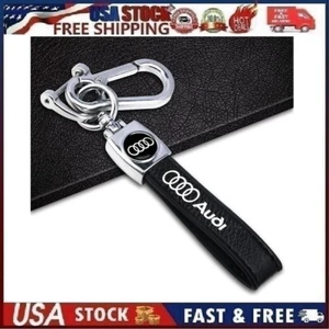 Genuine Leather Car Keychain Set for Au_di Key Ring Lanyard Accessories Chrom S3 - Picture 1 of 16