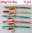 5 Pieces 300g /10.5oz Vertical Speed Knife Jigs Saltwater Fishing Lures Combo