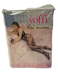 Vintage schwarz Spitze Body Stocking 100 % Nylon Einheitsgröße passt 5’-5’10” 100-175 Pfund Neu in Verpackung Neu aus altem Lagerbestand - Bild 1 von 8