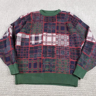 Vintage Colours Alexander Julian Sweater Mens XL USA Green Geometric Chunky 90s - Image 1 of 4
