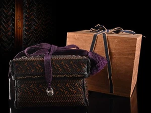 Y108: XF Japanese Wooden TEA CEREMONY BOX Chabako Imperial Cage, auto w/box - Imagen 1 de 12