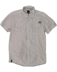 JACK & JONES Mens Graphic Short Sleeve Shirt Large Grey Striped Cotton WB03 - Picture 1 of 4