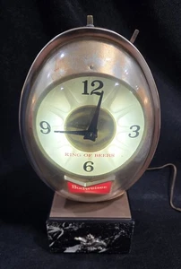Reloj Budweiser Cerveza Iluminado Años 50 Barra Superior Giratorio Publicidad Pato Funcionando - Imagen 1 de 22