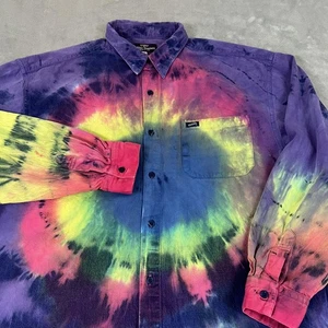 Vintage Guess By Georges Marciano Shirt Mens Large Tie Dye USA Button Up 80s - Picture 1 of 13