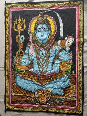 Póster colgante de pared de lentejuelas del señor hindú Shiva decoración arte religioso tapiz étnico Foto 1 de 2