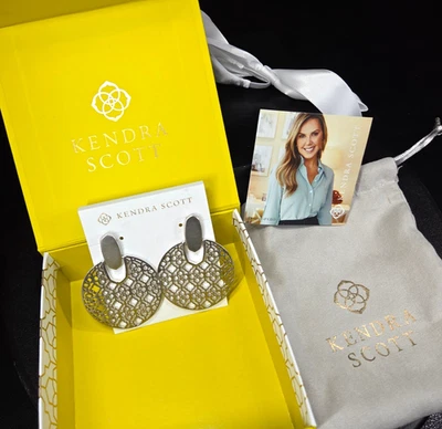 Kendra Scott Didi Rhodium Filigree Disc Statement Earrings NEW w/ Box! - Image 1 of 4