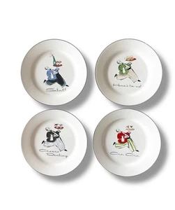 Rosanna Cheers Darling Salad Dessert  Plates French Waiters Set Of 4 Appetizer - Picture 1 of 8