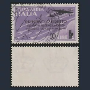 1934 Italia Regno Posta Aerea Roma Buenos Aires L. 10 su 2 violetto n. 59 Usato - Foto 1 di 3