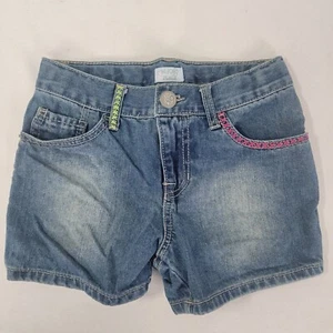Children's Place Girl's Blue Denim Jean Shorts Sz 10 Embroidery Accent 3" Inseam - Picture 1 of 5