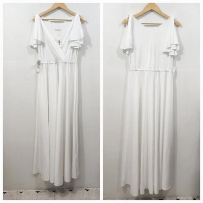 Maxi Vestido Formal Boda Dama de honor KOH KOH NT333 Blanco/Marfil Talla XL Foto 1 de 4
