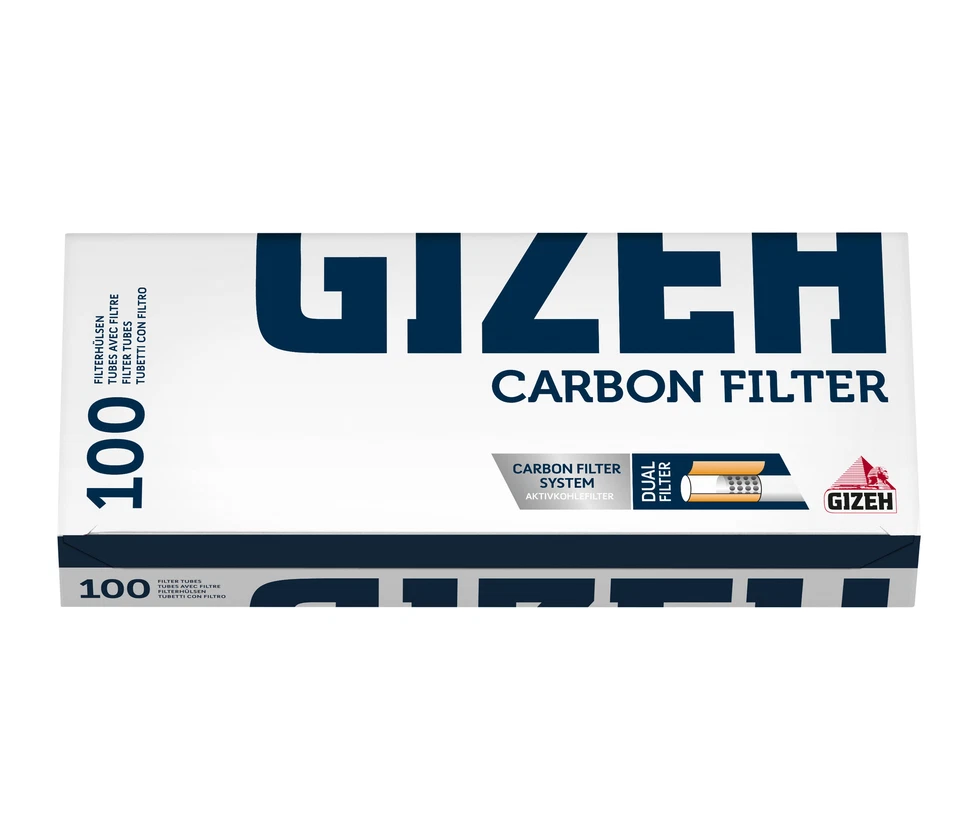 20 Boxen (2000 Hülsen) GIZEH Carbon Filter, Hülsen mit Aktivkohlefilter