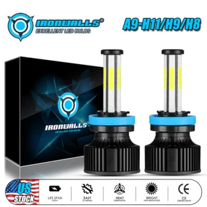 6 Sides H11 LED Headlight Kit Low Beam Bulbs Super Bright 420000LM 6000K White - Picture 1 of 12