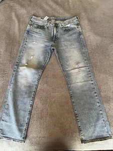 Size W 34 L 30 Men's Levi 514 Straight Premium Light Wash Distressed Jeans - Picture 1 of 6