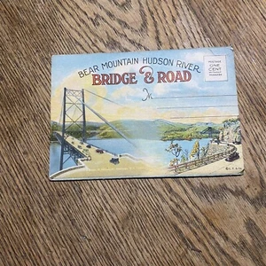 Folleto postal de recuerdo vintage Bear Mountain y Hudson River Nueva York - Imagen 1 de 7
