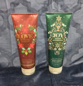 Bath & Body Works - Love Cotton Candy & Joy Sugared Snicker Doodle - 8oz Creams - Picture 1 of 6