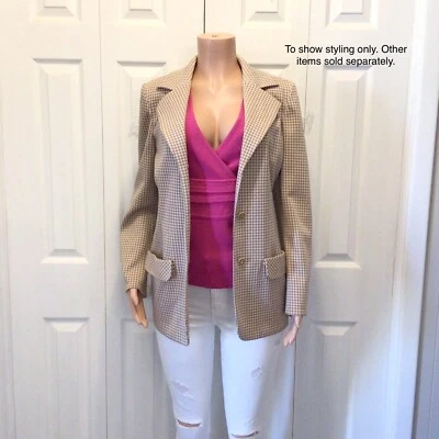 Chaqueta Blazer Vintage Bleyle For Hooper Mujer Años 70 Bronceada Cuadros Talla 16 Foto 1 de 4