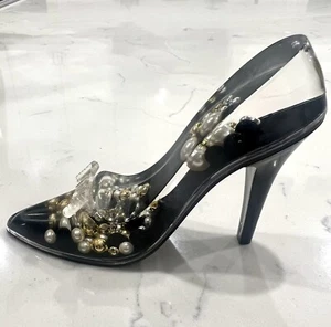Vintage Shoe Black  Clear and Pearl 5" - Picture 1 of 7