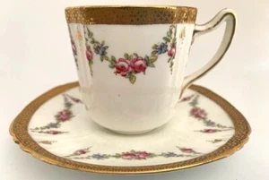 Adderley's Demitasse Floral Tea Cup & Saucer - Fine Bone China - England - AGRA - Picture 1 of 9